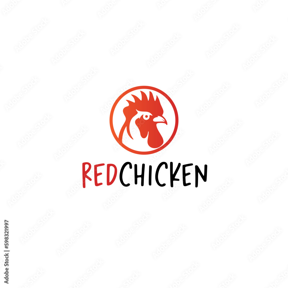 Red Chicken Flat vector logo design