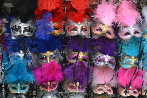 the venetian masks in the time of carnival in venice italy