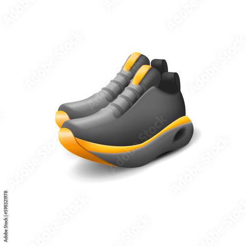 3d render illustration of spart wear sneakers for run and working out in black and orange design