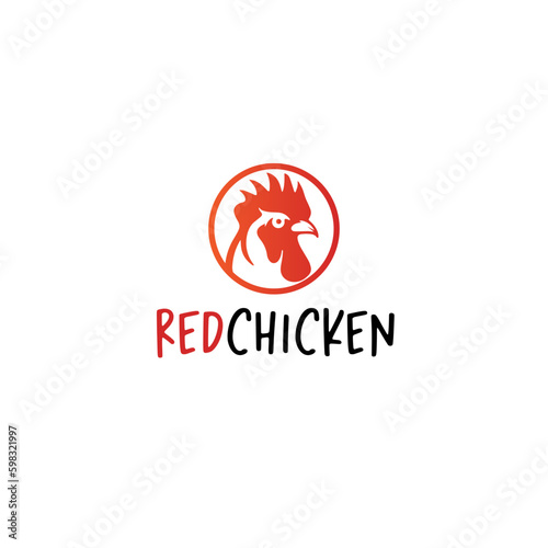 Red Chicken Flat vector logo design