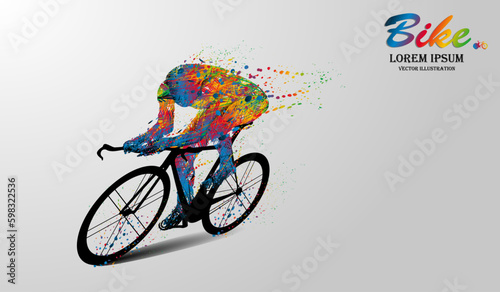 Visual drawing bike fast of speed bicycle in triathlon game, concept line colorful beautiful design style on white background for vector illustration, logo and exercise sport
