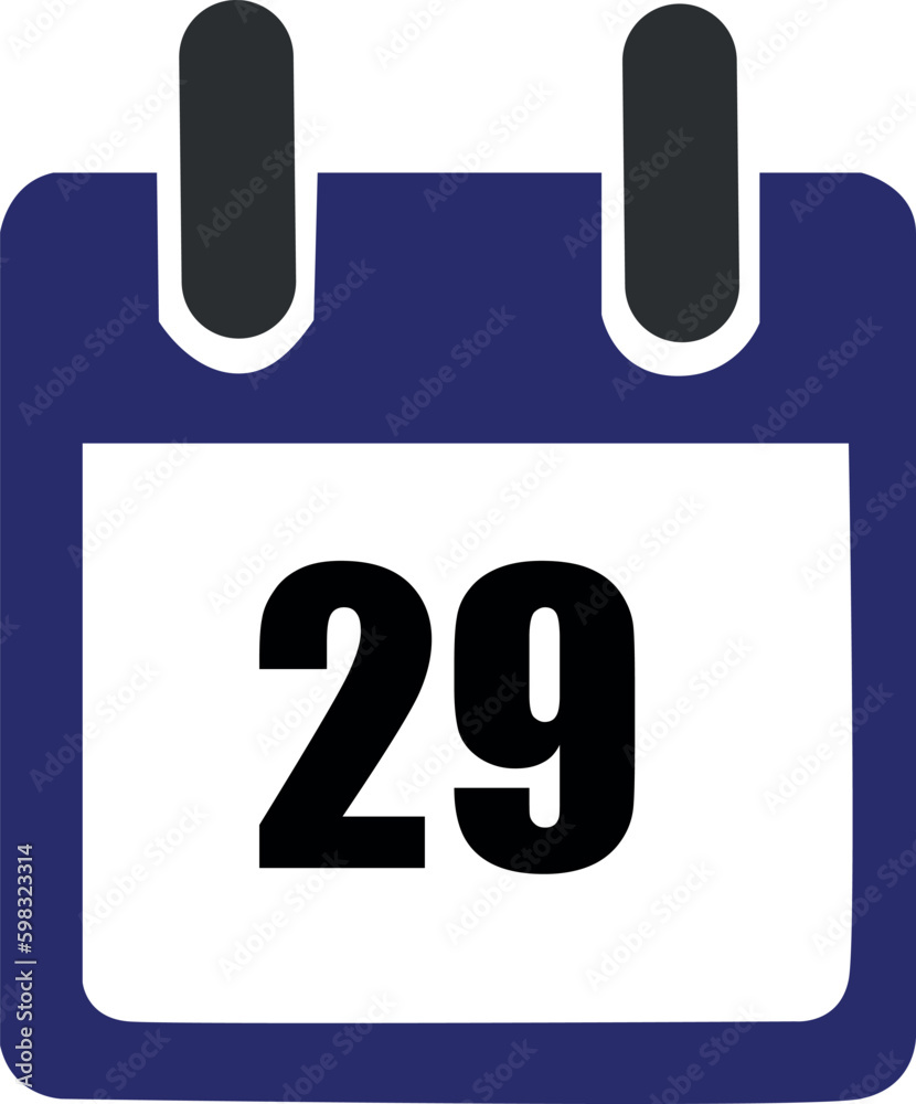 Calendar icon. Calendar design. Day of the month. Day 29th. Day 29. Calendar icon. Calendar design. Day of the month. Day 29th. Day 29.