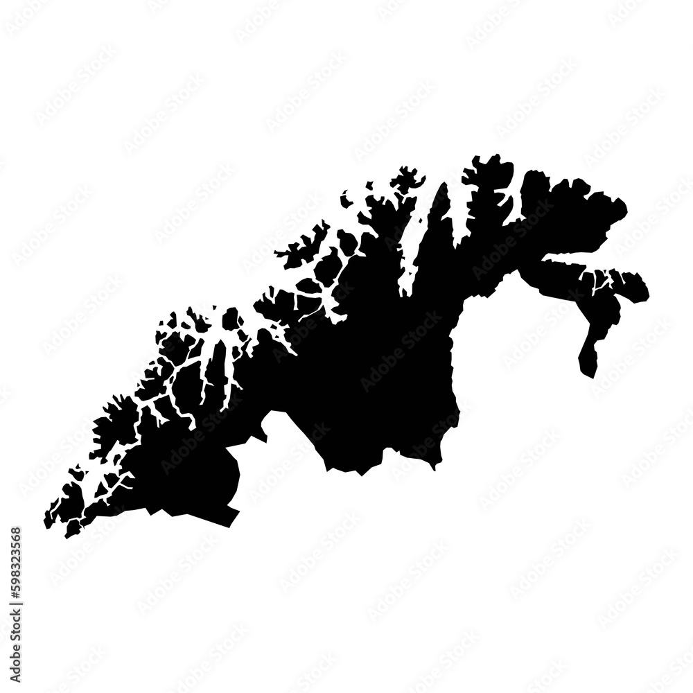 Troms og Finnmark county map, administrative region of Norway. Vector illustration.