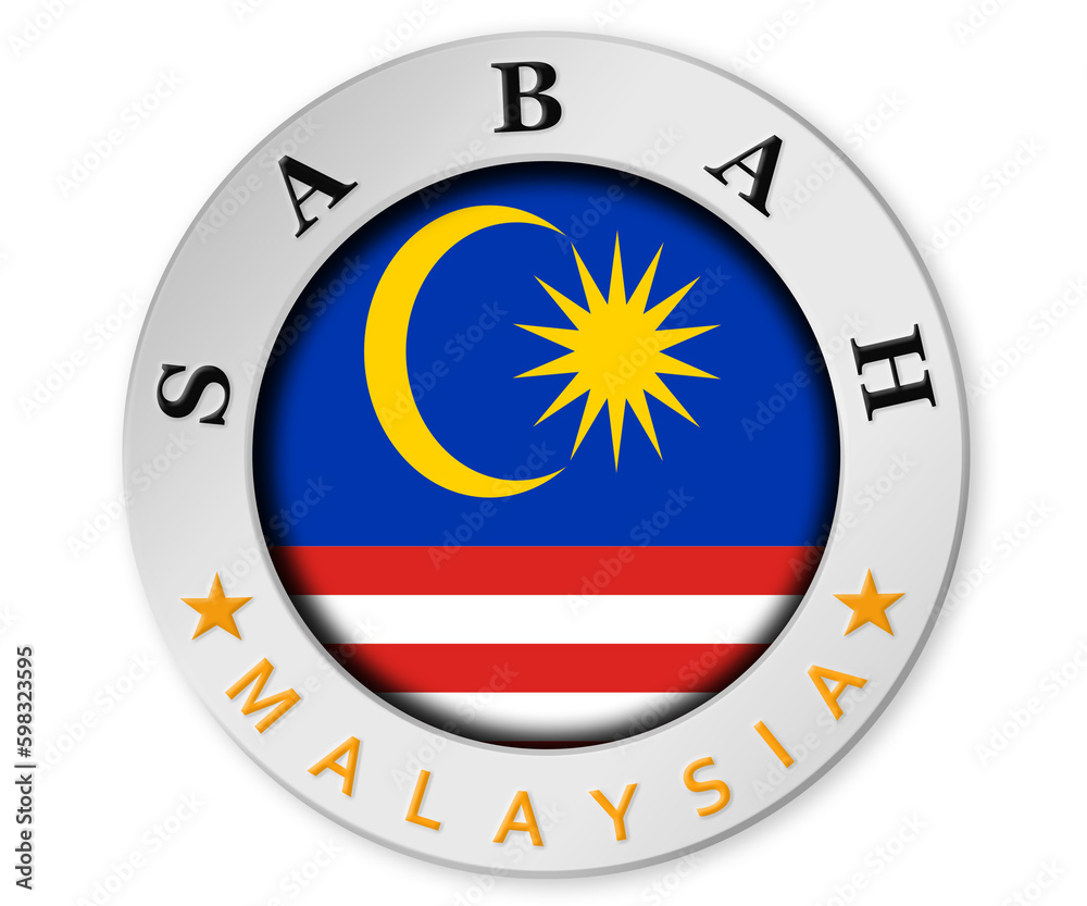 Silver badge with Sabah and Malaysia flag Silver badge with Sabah and Malaysia flag