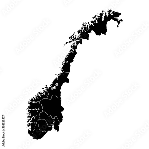 Norway map with county. Vector illustration.