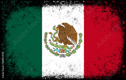 old dirty grunge vintage mexico national flag illustration