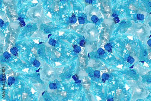 Lot Crumpled Plastic bottles. Close-up. Recycling collection. Ecology.