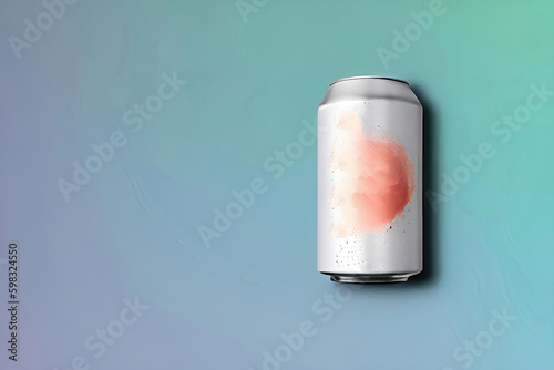 Shiny Beverage Can Template on colored Background