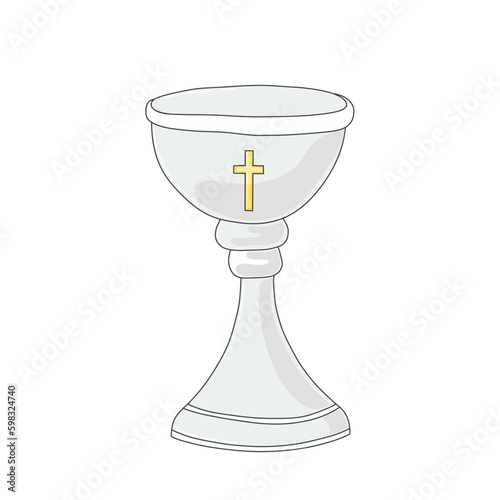 Silver Font for Baptism Vector Illustration in Doodle Style