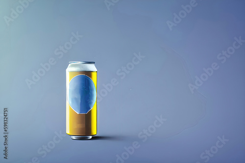 Shiny Beverage Can Template on colored Background