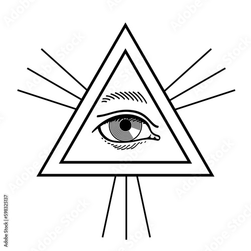 All-Seeing Eye of God, or the Eye of Providence. A triangle surrounded by rays of light or glory represents the divine providence. The eye of God, enclosed in the triangle, is watching over humanity.
