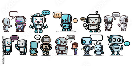 Talking robot vector set collection graphic clipart design