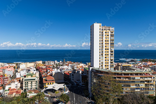Bel Air highrise with Atlantic Ocean in background, Puerto de la Cruz, Canary island of Tenerife, Spain photo