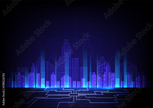 Abstract background image, future cyber technology city concept