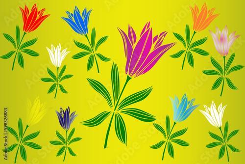Trendy pattern made of beautiful wood lily flowers, spring and summer background  © VladaKg03