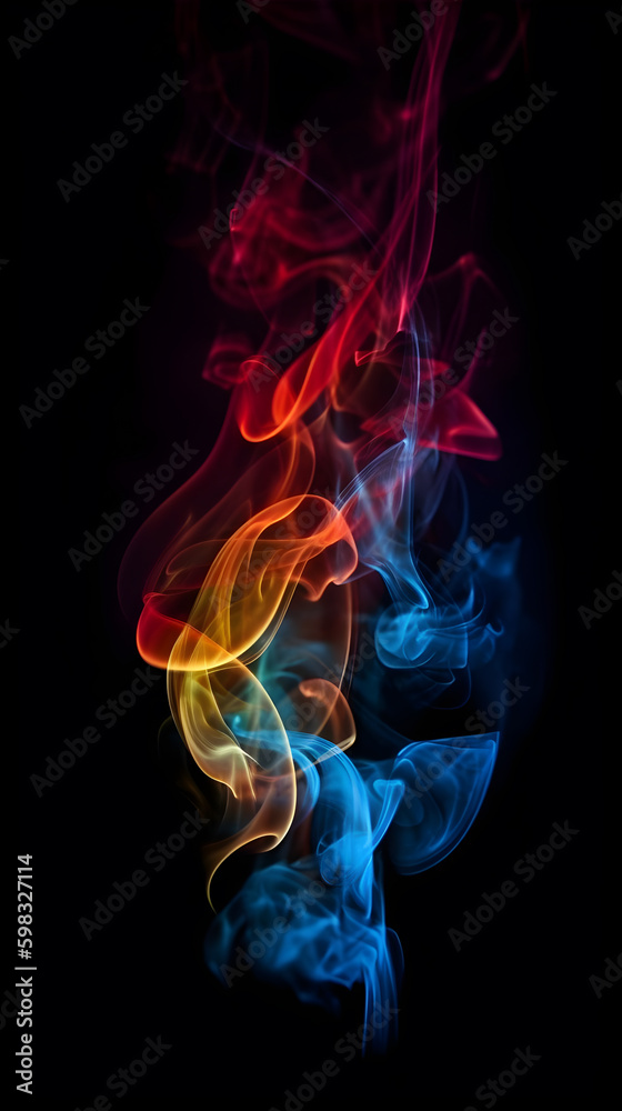 colourful smoke abstract on black background ,generative ai