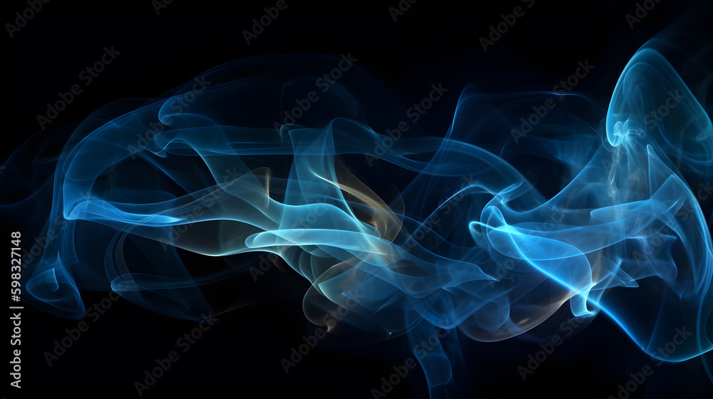 blue smoke effect abstract on black background ,generative ai blue smoke effect abstract on black background ,generative ai
