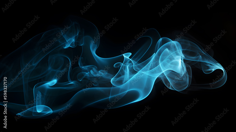 Fototapeta premium blue smoke effect abstract on black background ,generative ai