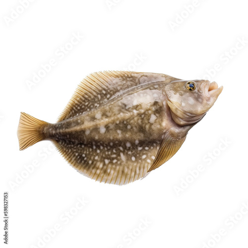 Fotografiet European flounder fish isolated on white