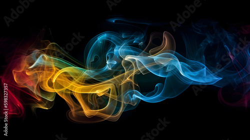 colourful smoke abstract on black background ,generative ai