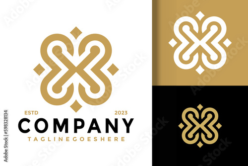 Letter X Ornament Elegant Logo vector icon illustration