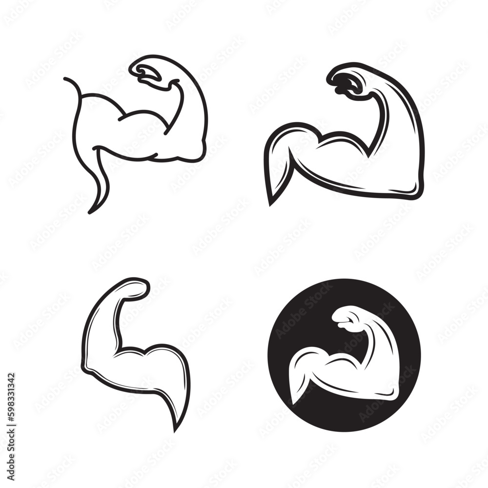Naklejka premium Arm muscle silhouette logo biceps icon
