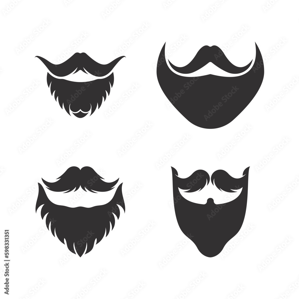 Beard icon logo and mustache vector
