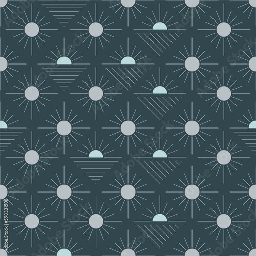 Seamless pattern with abstract shapes in blue and green. Colorful vector illustration.
