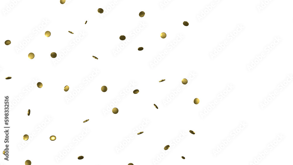 Gold confetti background, isolated on transparent background