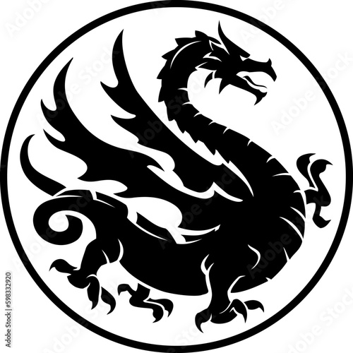 Dragon Round Sigil Silhouette Illustration