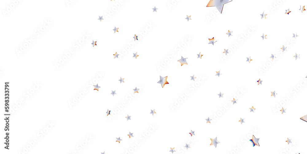 Holiday backdrop made of silver stars and sparkles on white wooden background. New Year concept. - png transparent