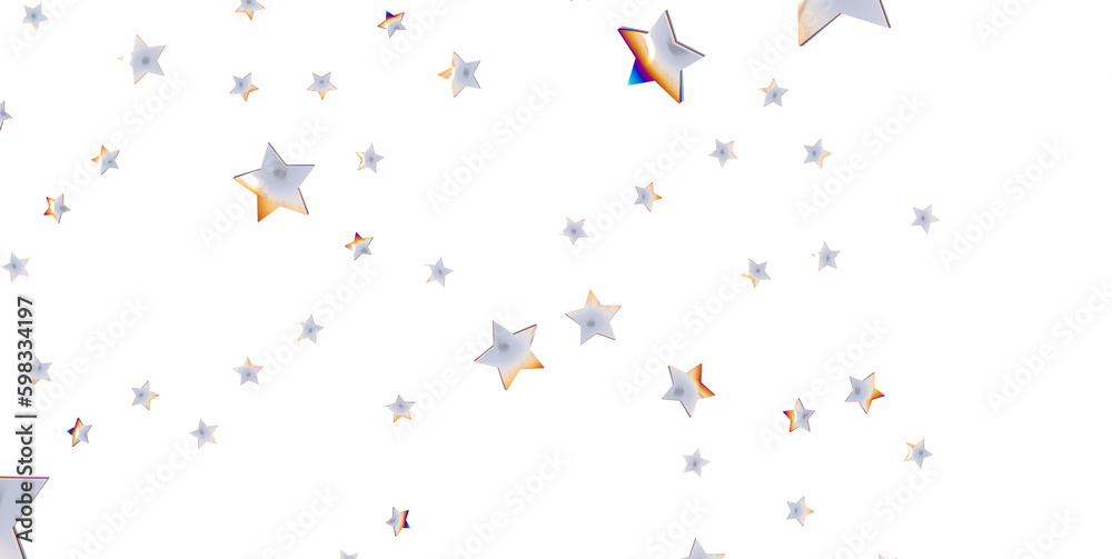 Silver stars border 3d - png transparent