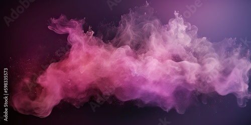 Colorful abstract smoke explosion on dark background. Steam and fog in colorful fantasy pink texture design. 