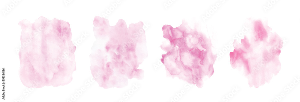 Set of pink watercolor texture hand-painted