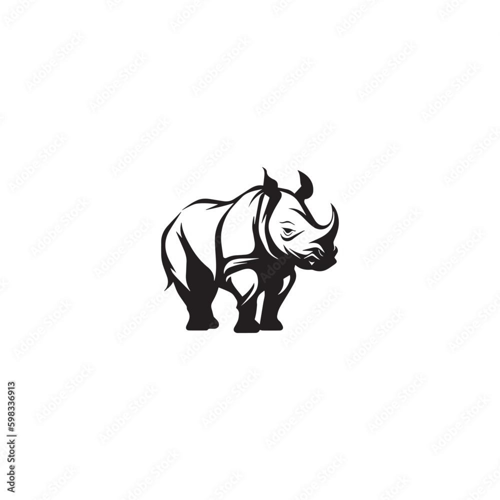 Vector illustration of a silhouette of a rhino 