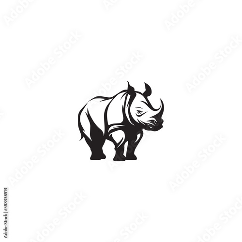 Vector illustration of a silhouette of a rhino 