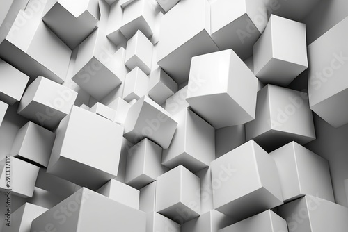 Chaotic white cubes. Futuristic background design