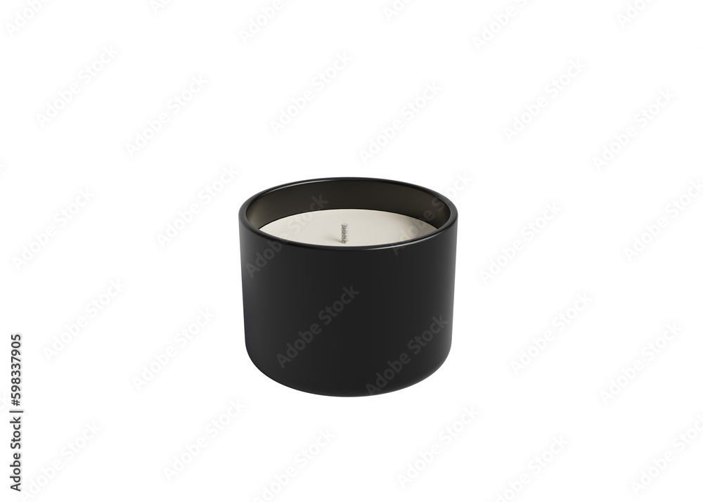 Open black ceramic candle jar isolated on transparent background 3D render Open black ceramic candle jar isolated on transparent background 3D render