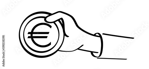 Coins, Cartoon bundle euro paper money icon. Vector European Union, money notes or money bill. Bills for cash coin and currency. Banknotes, banking finance investment. Europe icon