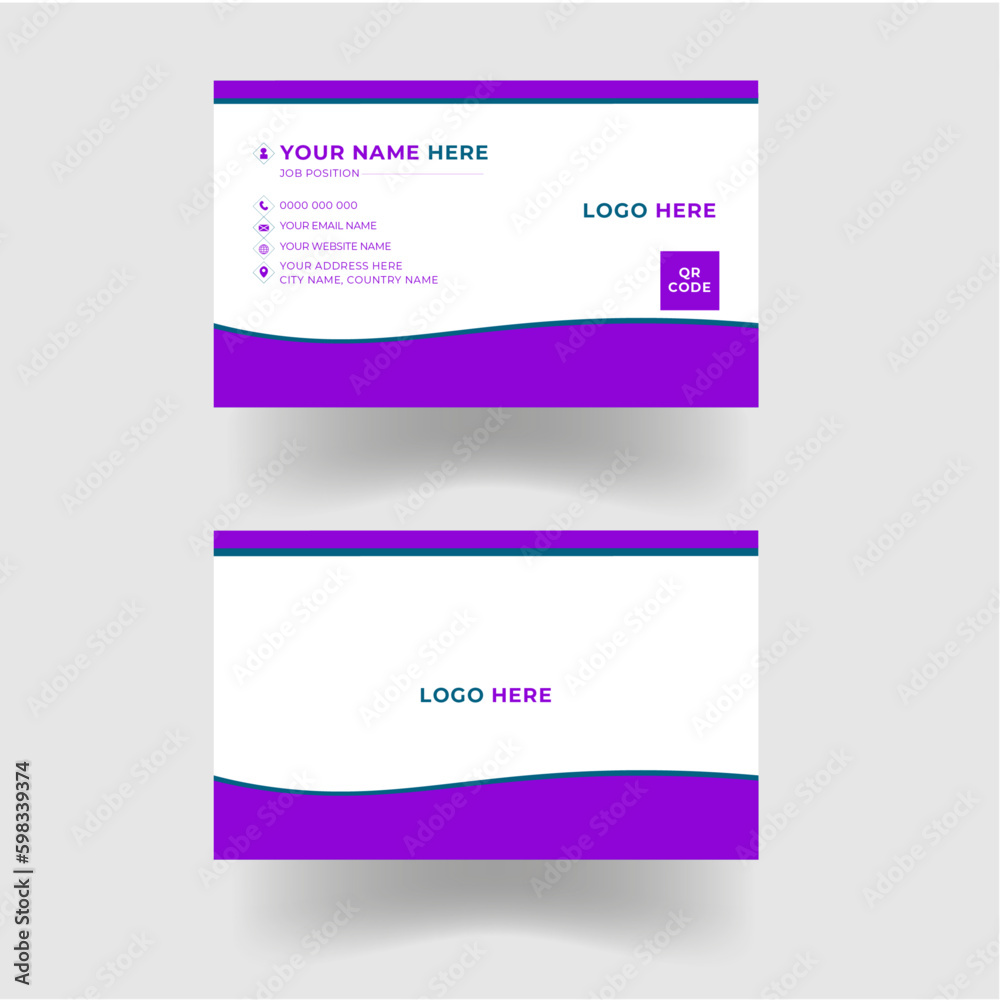 Minimal modern business card design template with Dark Violet.