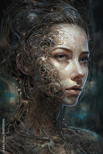 portrait of a woman, Generative, AI, Illustration © Debby