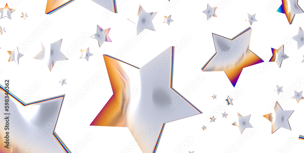 Obraz premium Abstract pattern of random falling silver stars on transparent background. - png transparent