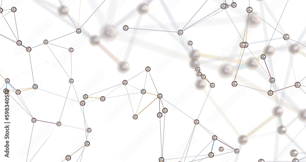 Abstract connected dots and lines. Concept of AI technology, Motion of digital data flow.