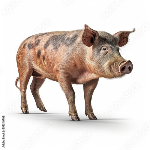 Pig isolated on white background (Generative AI)