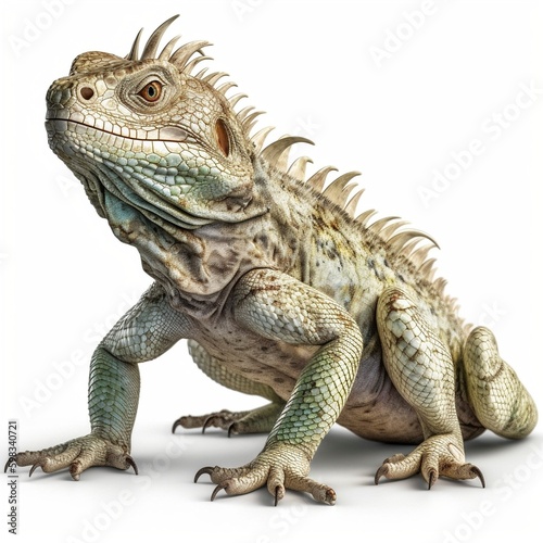 Iguana isolated on white background  Generative AI 