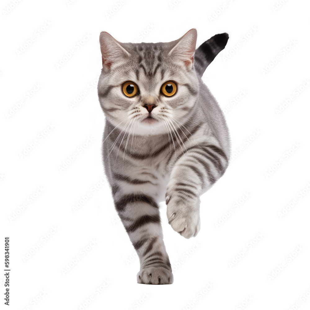 american shorthair walking isolated on white