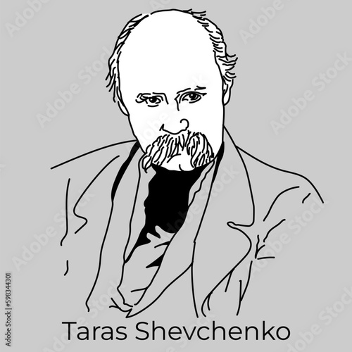 Taras Shevchenko was a Ukrainian poet, prose writer, thinker, painter, graphic artist, ethnographer and public figure. Vector