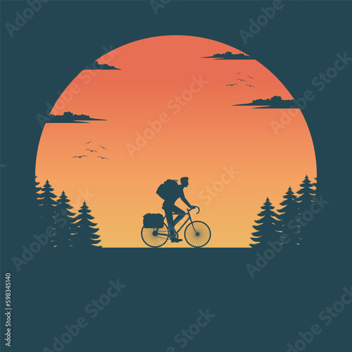 Man riding bicycle journey on landscape nature