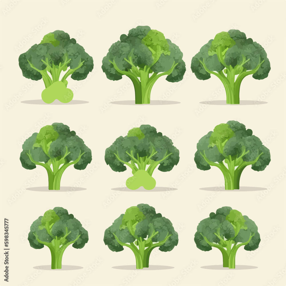 A pack of broccoli-themed social media graphics or banners A pack of broccoli-themed social media graphics or banners