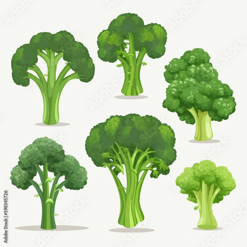 Vector broccoli illustrations with a fun, whimsical style